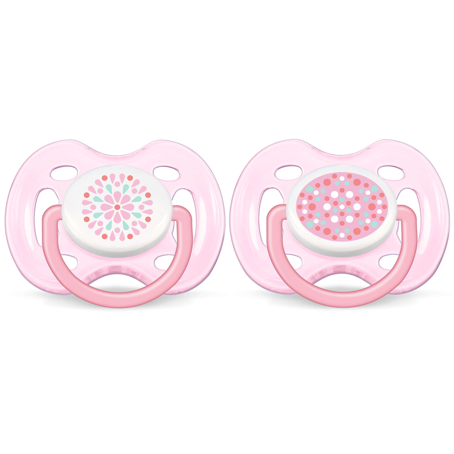 Blue Contemporary Free Flow Soother 0-6M (Twin Pack)