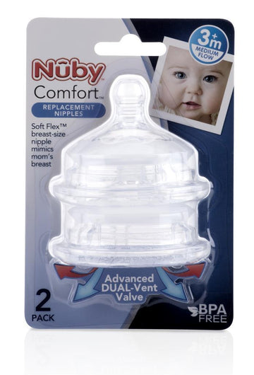 Comfort Bottle Replacement Nipple Medium Flow (2pcs)