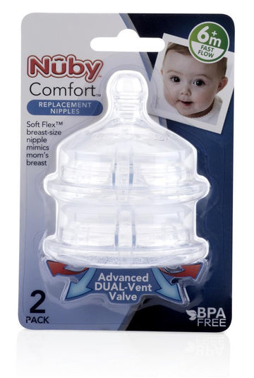 Comfort Bottle Replacement Nipple Fast Flow (2pcs)